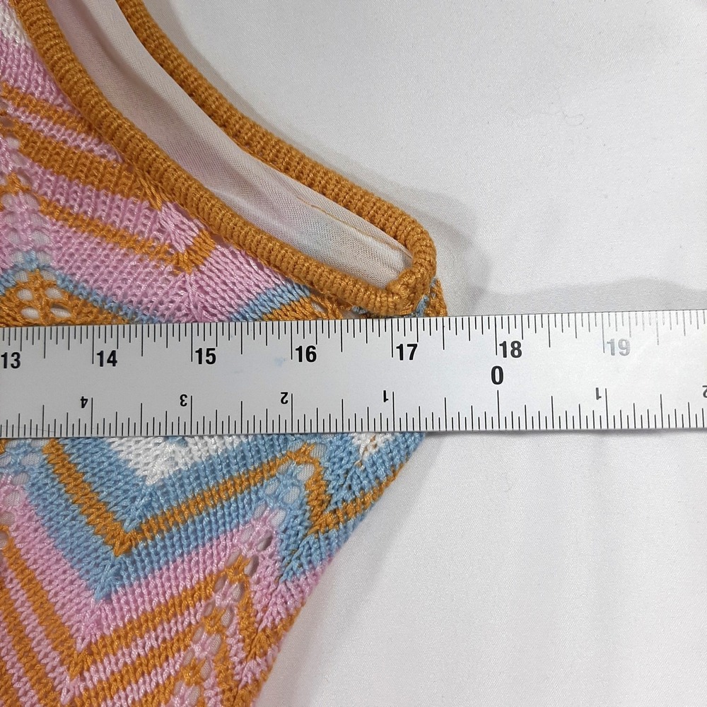 Petal + Pup Chevron Knit Sleeveless Maxi Dress Pink Yellow Blue US 0 Boho - Picture 5 of 10